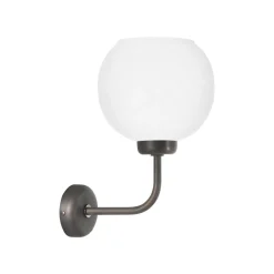 Giovanni Battista Wandlampe Messing Glas H: 32 cm in Bronze Weiß E27 Kugel< Wandleuchten|Badezimmer Lampe