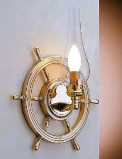 Laura Suardi Wandlampe Messing Glas Maritim Steuerrad Antik< Wandleuchten|Lampen Aus Aller Welt