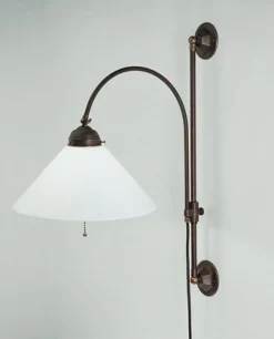 Wohnzimmerlampen|Küchenlampen*Berliner Messingleuchten Wandlampe Messing Glas Schalter E27 mit Kabel Stecker