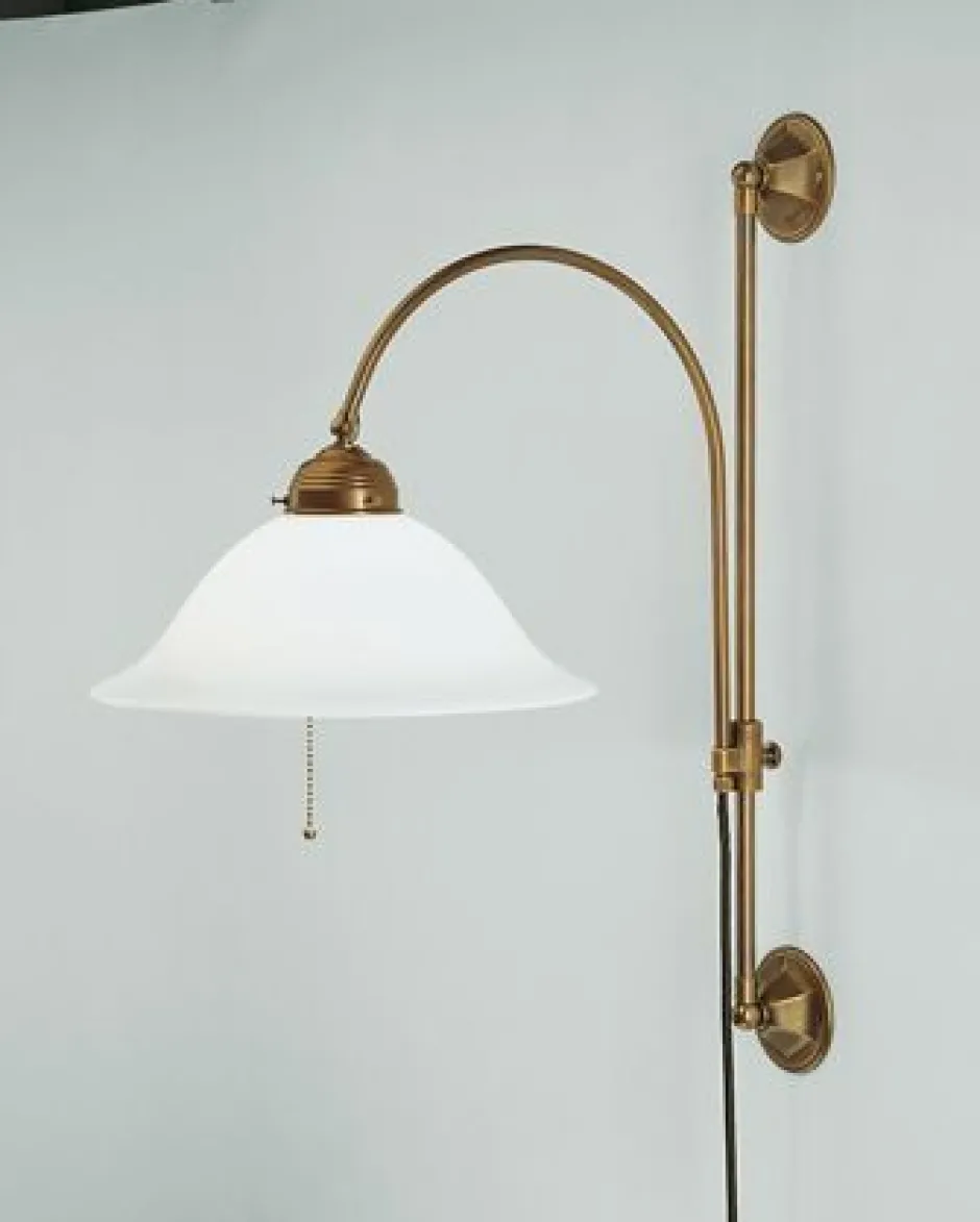 Wohnzimmerlampen|Küchenlampen*Berliner Messingleuchten Wandlampe Messing Glas Zugschalter Steckdosenanschluss