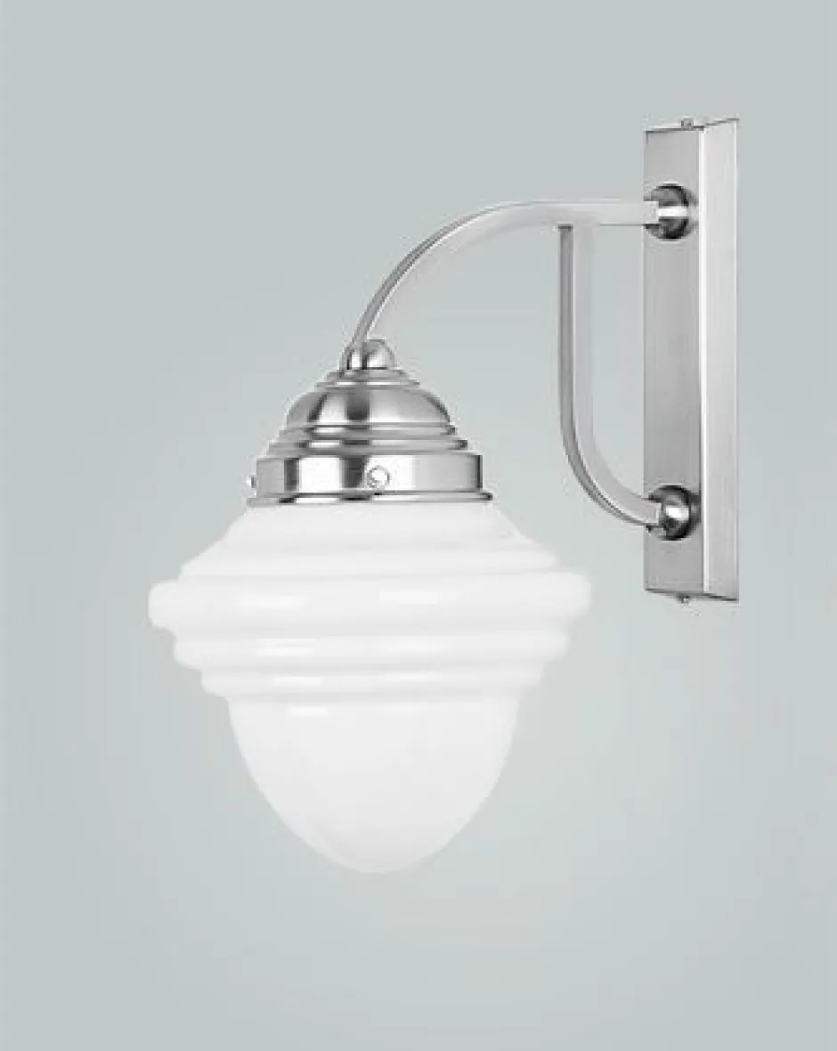 Wohnzimmerlampen|Küchenlampen*Berliner Messingleuchten Wandlampe Messing in Nickel Glasschirm E27 T:25 cm