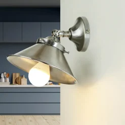 Giovanni Battista Wandlampe Messing in Silber matt verstellbar E27< Küchenlampen|Lampen Aus Aller Welt