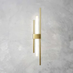 Giovanni Battista Wandlampe Messing massiv 70,5 cm hoch für S14d Art Déco< Wandleuchten|Badezimmer Lampe