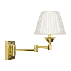 Giovanni Battista Wandlampe Messing poliert Stoff Weiß E14 Gelenkarm< Wandleuchten|Schlafzimmer Lampen