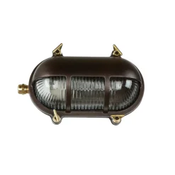 Rustikale Lampen|Metall Lampen*Lido Wandlampe Messing Riffelglas IP64 rostfrei E27 außen