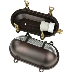 Rustikale Lampen|Metall Lampen*Lido Wandlampe Messing Riffelglas IP64 rostfrei E27 außen