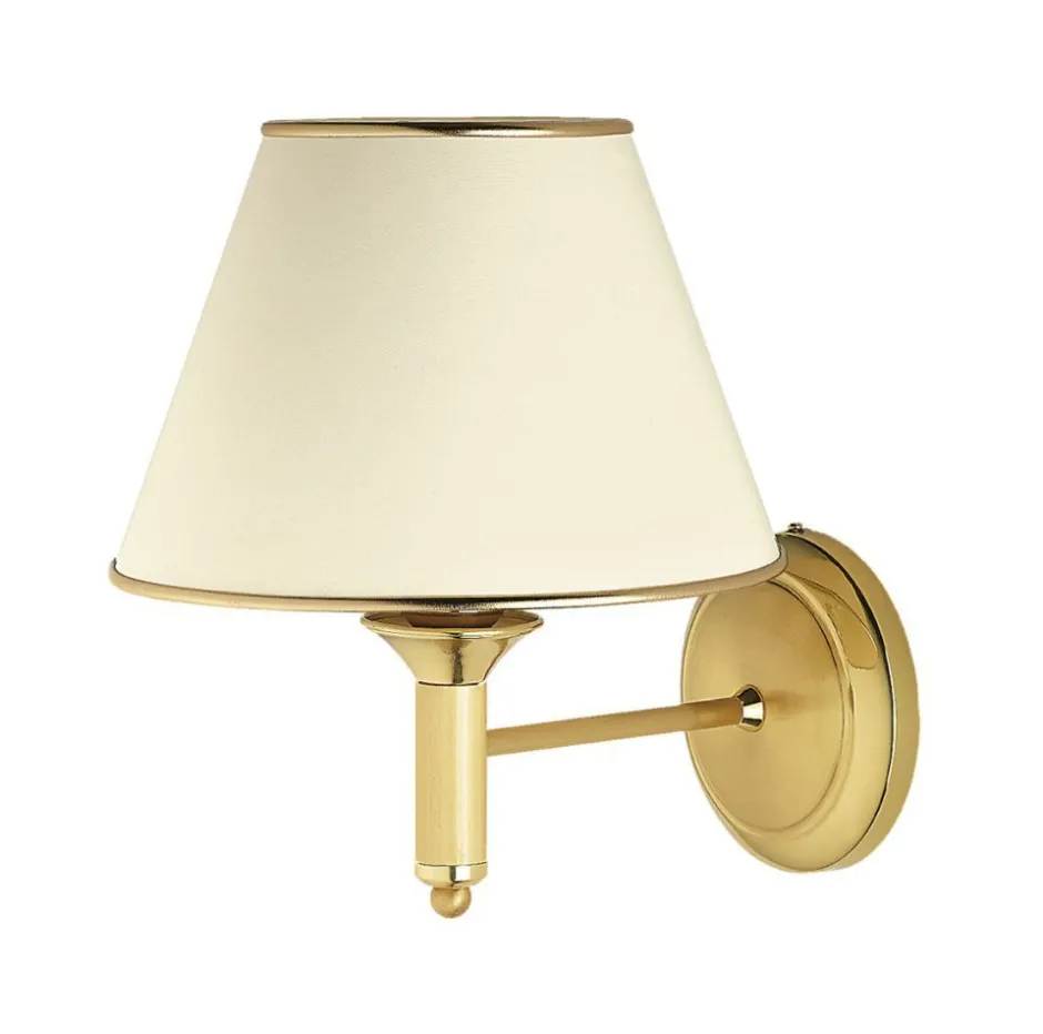 Jupiter Wandlampe Messing Stoff Schirm PENELO E27 Leuchte< Wandleuchten|Messinglampen