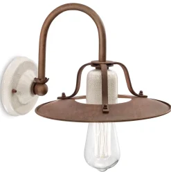 Ferroluce Wandlampe Metall 25 cm breit Creme Rostbraun E27 MATTIA< Wohnzimmerlampen|Keramiklampen