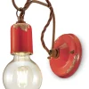 Wohnzimmerlampen|Küchenlampen*Ferroluce Wandlampe Metall 18 cm hoch Rot Shabby Antik E27 ARASI