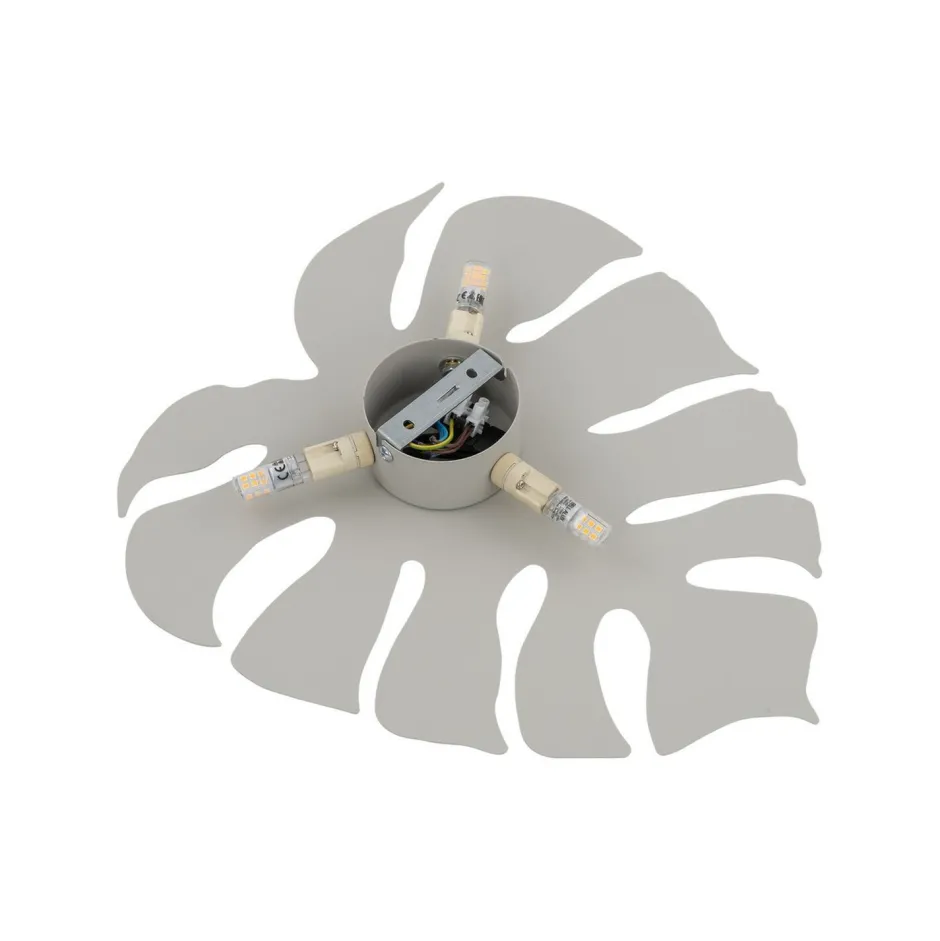 Wandleuchten|Flurlampen*TK Lighting Wandlampe Metall Beige H: 40c m Monstera Blatt 3x G9