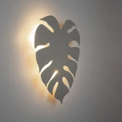 Wandleuchten|Flurlampen*TK Lighting Wandlampe Metall Beige H: 40c m Monstera Blatt 3x G9