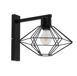 Wandleuchten|Küchenlampen*Sigma Wandlampe Metall Draht Schwarz E27 T:35 cm dekorativ