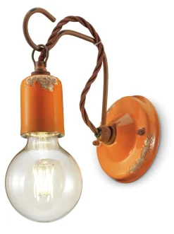 Ferroluce Wandlampe Metall E27 H: 18 cm Orange Shabby Antik< Wohnzimmerlampen|Küchenlampen