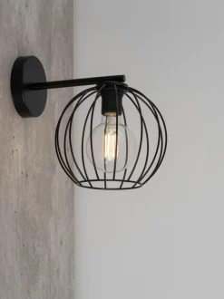 Sigma Wandlampe Metall E27 Schwarz Kugel Schirm RASHA< Wandleuchten|Küchenlampen