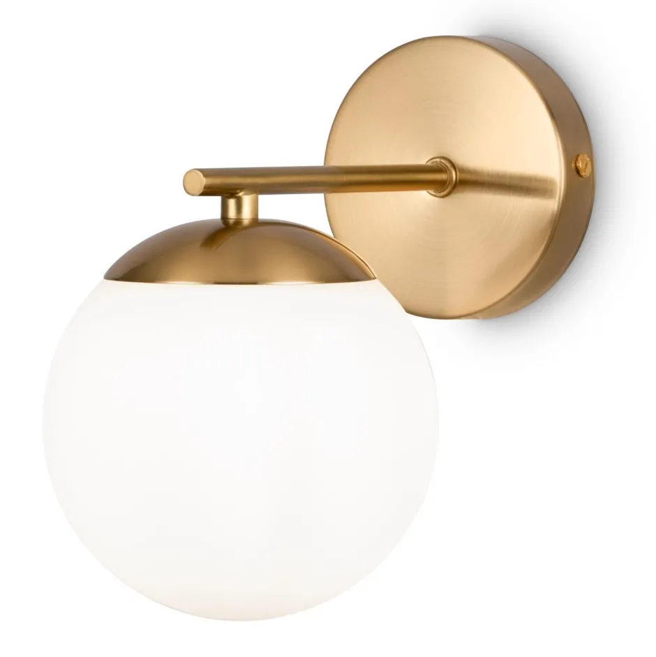 Maytoni Wandlampe Metall Glas 20 cm hoch in Messing Weiß E27< Wandleuchten|Küchenlampen