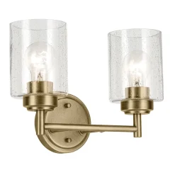 Elstead Wandlampe Metall Glas 32,6 cm breit in Messing E27 2-flammig< Wandleuchten|Wohnzimmerlampen