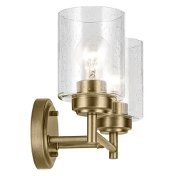 Elstead Wandlampe Metall Glas 32,6 cm breit in Messing E27 2-flammig< Wandleuchten|Wohnzimmerlampen