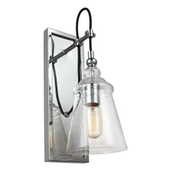 Wandleuchten|Küchenlampen*Elstead Wandlampe Metall Glas E27 44,1 cm hoch Chrom GREDA