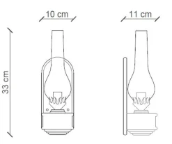 Ferroluce Wandlampe Metall Glas H: 33 cm E14 Vintage Design< Wohnzimmerlampen|Glaslampen