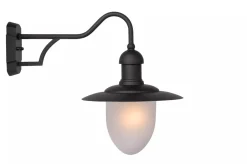 Wandlampe Metall Glas Schwarz T:44 cm IP44 Garten Hof< Außenwandleuchten|Industrie Lampen