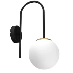 Wandleuchten|Küchenlampen*Luminex Wandlampe Metall Glas Schwarz Weiß Messing E14 Kugel