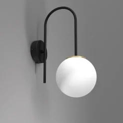 Wandleuchten|Küchenlampen*Luminex Wandlampe Metall Glas Schwarz Weiß Messing E14 Kugel
