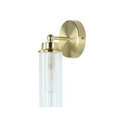 Searchlight Wandlampe Metall Glasschirm G9 IP44 B:10 cm in Messing< Glaslampen|Metall Lampen