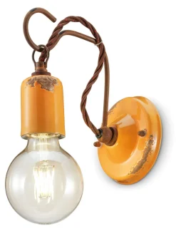 Ferroluce Wandlampe Metall H: 18 cm Gelb Shabby Antik E27 ARASI< Wohnzimmerlampen|Keramiklampen