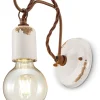 Ferroluce Wandlampe Metall H: 18 cm Weiß Shabby Antik E27 ARASI< Wohnzimmerlampen|Keramiklampen