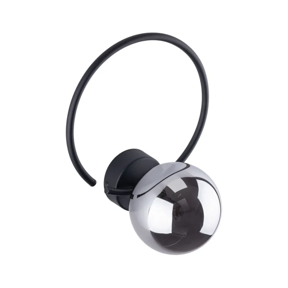 Wandleuchten|Flurlampen*TK Lighting Wandlampe Metall Rauchglas G9 Schwarz Graphit Kugel Schirm