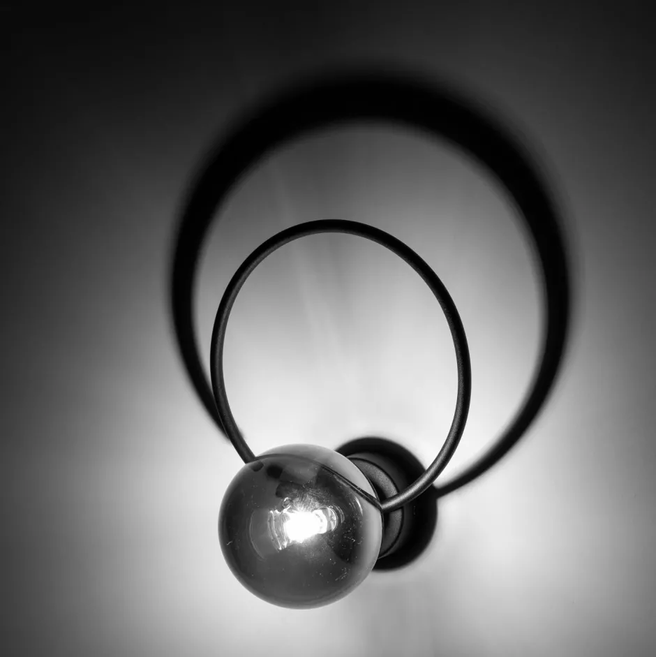 Wandleuchten|Flurlampen*TK Lighting Wandlampe Metall Rauchglas G9 Schwarz Graphit Kugel Schirm