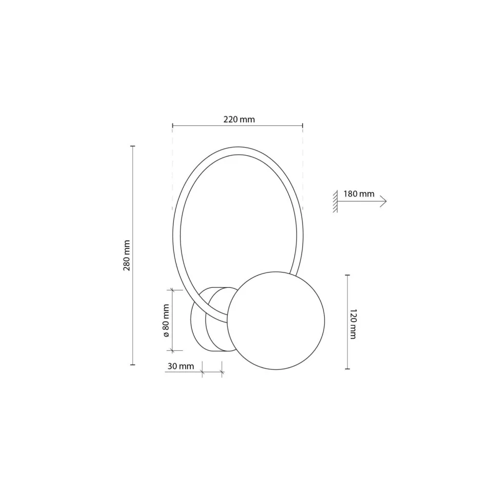 Wandleuchten|Flurlampen*TK Lighting Wandlampe Metall Rauchglas G9 Schwarz Graphit Kugel Schirm