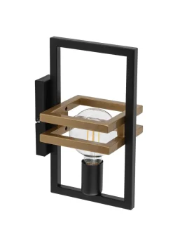 Wandleuchten|Flurlampen*Sigma Wandlampe Metall Schwarz Gold klein B:14,5 cm elegant