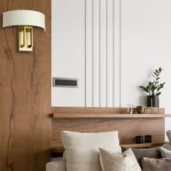 Elstead Wandlampe Metall Stoff 38,1 cm breit E14 2-flammig< Wandleuchten|Stofflampen