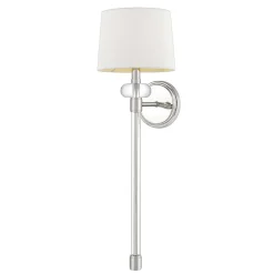 Elstead Wandlampe Metall Stoff H: 67,6 cm in Nickel poliert Weiß< Wandleuchten|Schlafzimmer Lampen