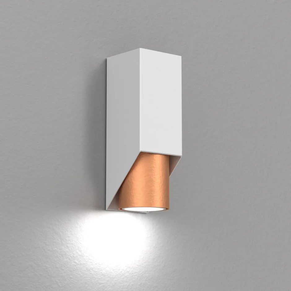 Wandleuchten|Flurlampen*Luminex Wandlampe Metall Weiß Kupfer B:6 cm elegant akzentuiert