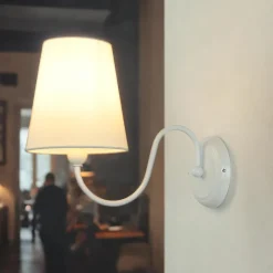 Easylight Wandlampe Metall Weiß Stoff Lampe Rustikal< Wandleuchten|Rustikale Lampen