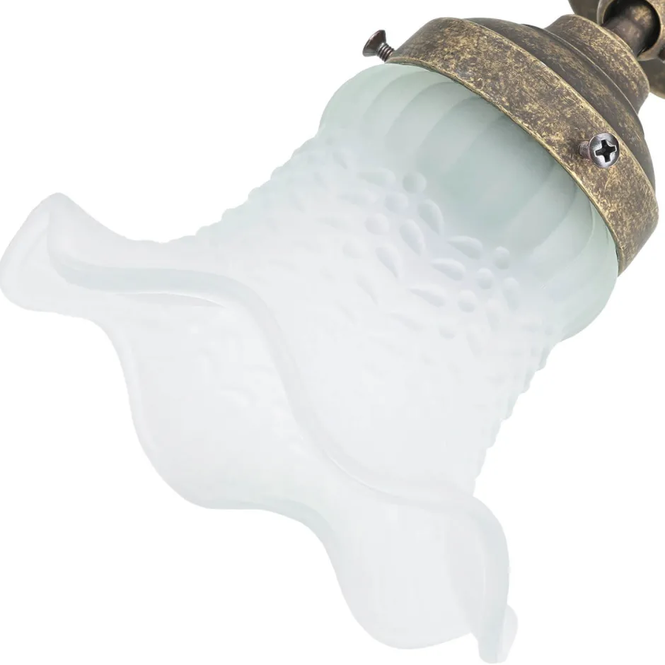 Giovanni Battista Wandlampe mit Glasschirm Floral aus Echt-Messing< Metall Lampen|Messinglampen