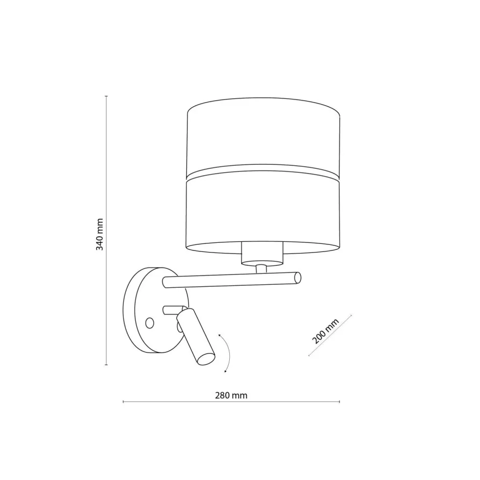 TK Lighting Wandlampe mit Leselampe Schalter Schwarz Gold Bett Sofa< Wohnzimmerlampen|Stofflampen