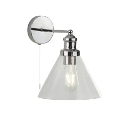 Searchlight Wandlampe mit Schalter Chrom Klar E27 Glas< Wandleuchten|Küchenlampen