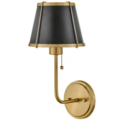 Wandleuchten|Wohnzimmerlampen*Elstead Wandlampe mit Schalter 40cm hoch E27 Metall in Messing Schwarz