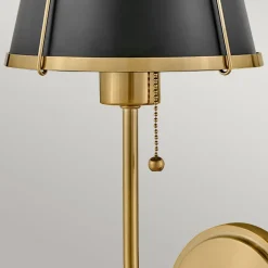 Wandleuchten|Wohnzimmerlampen*Elstead Wandlampe mit Schalter 40cm hoch E27 Metall in Messing Schwarz