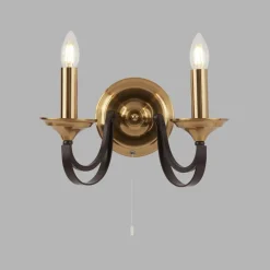 Searchlight Wandlampe mit Schalter 2-flammig E14 in Bronze B: 33 cm< Wandleuchten|Vintage Lampen
