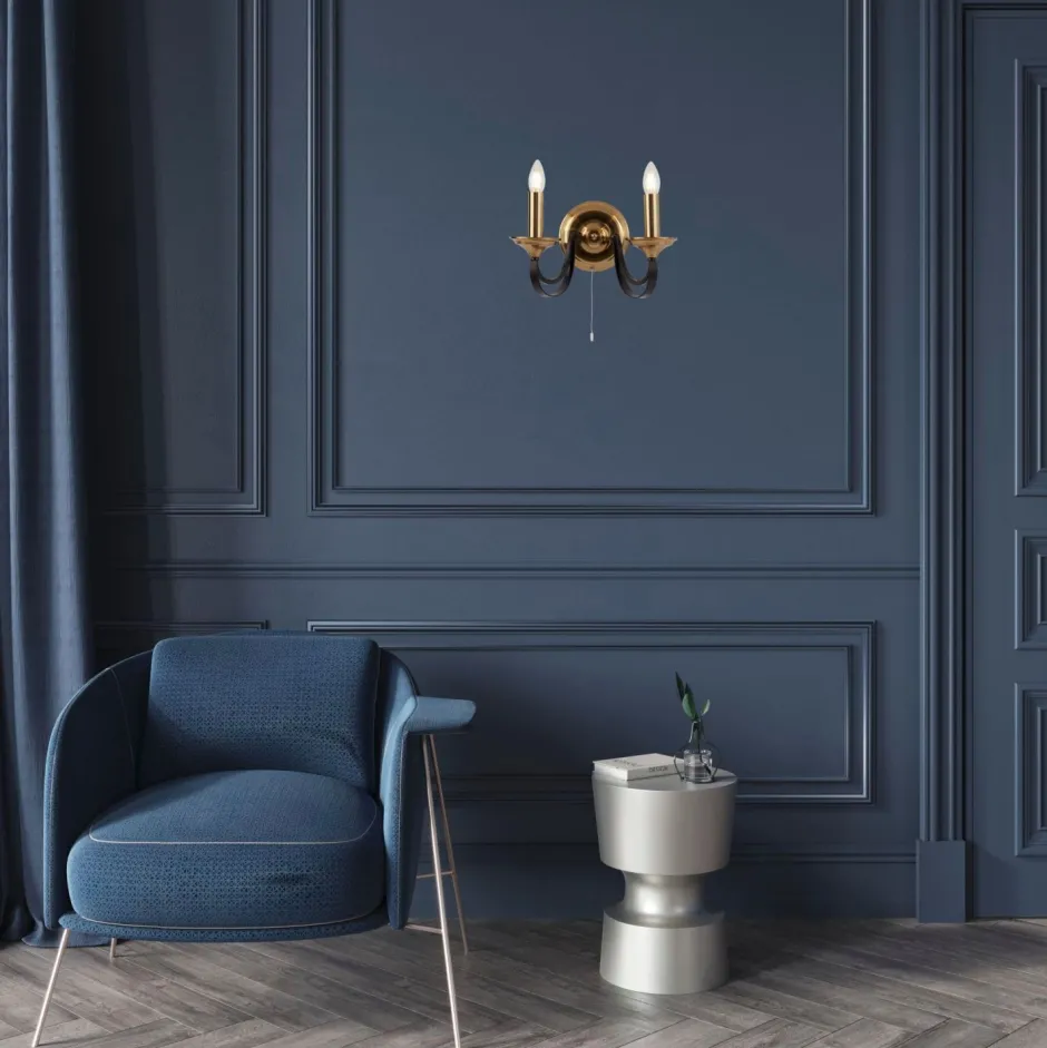 Searchlight Wandlampe mit Schalter 2-flammig E14 in Bronze B: 33 cm< Wandleuchten|Vintage Lampen