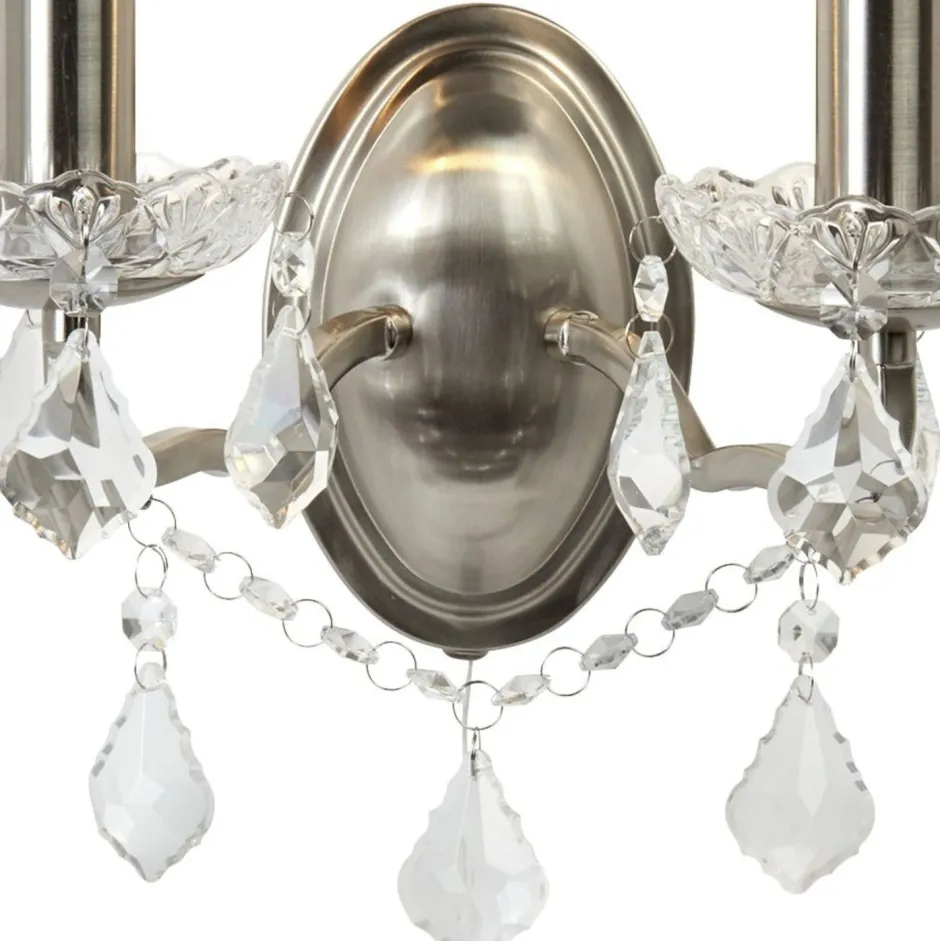 Wandleuchten|Wohnzimmerlampen*Searchlight Wandlampe mit Schalter 2-flammig E14 in Silber matt