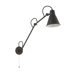 Wandleuchten|Wohnzimmerlampen*Searchlight Wandlampe mit Schalter Gelenk verstellbar Grau Metall