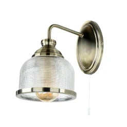 Wandleuchten|Rustikale Lampen*Easylight Wandlampe mit Schalter H: 24,5 cm in Messing antik E27