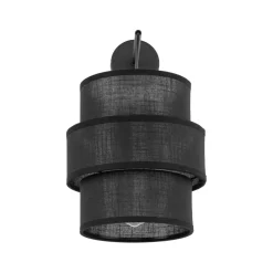 TK Lighting Wandlampe mit Schalter H: 33 cm Stoff Metall Schwarz E27< Wandleuchten|Schlafzimmer Lampen