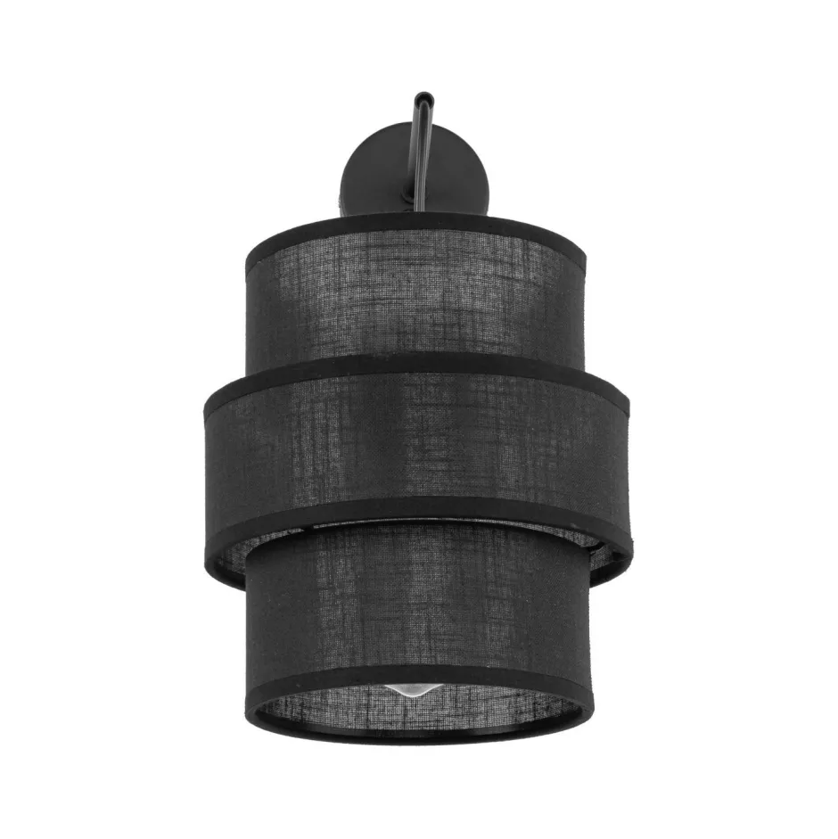 TK Lighting Wandlampe mit Schalter H: 33 cm Stoff Metall Schwarz E27< Wandleuchten|Schlafzimmer Lampen