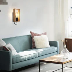 Wohnzimmerlampen|Metall Lampen*Just Light Wandlampe mit Schalter Holz Metall H:25 cm E27 Retro